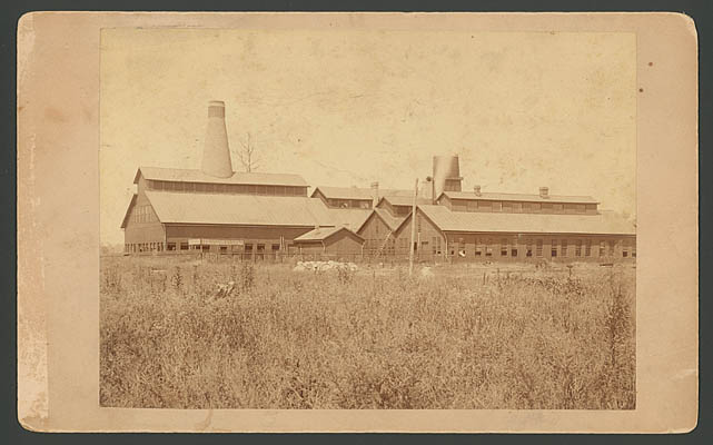Exterior of Canton Glass Works factory buildings, September 13, 1892