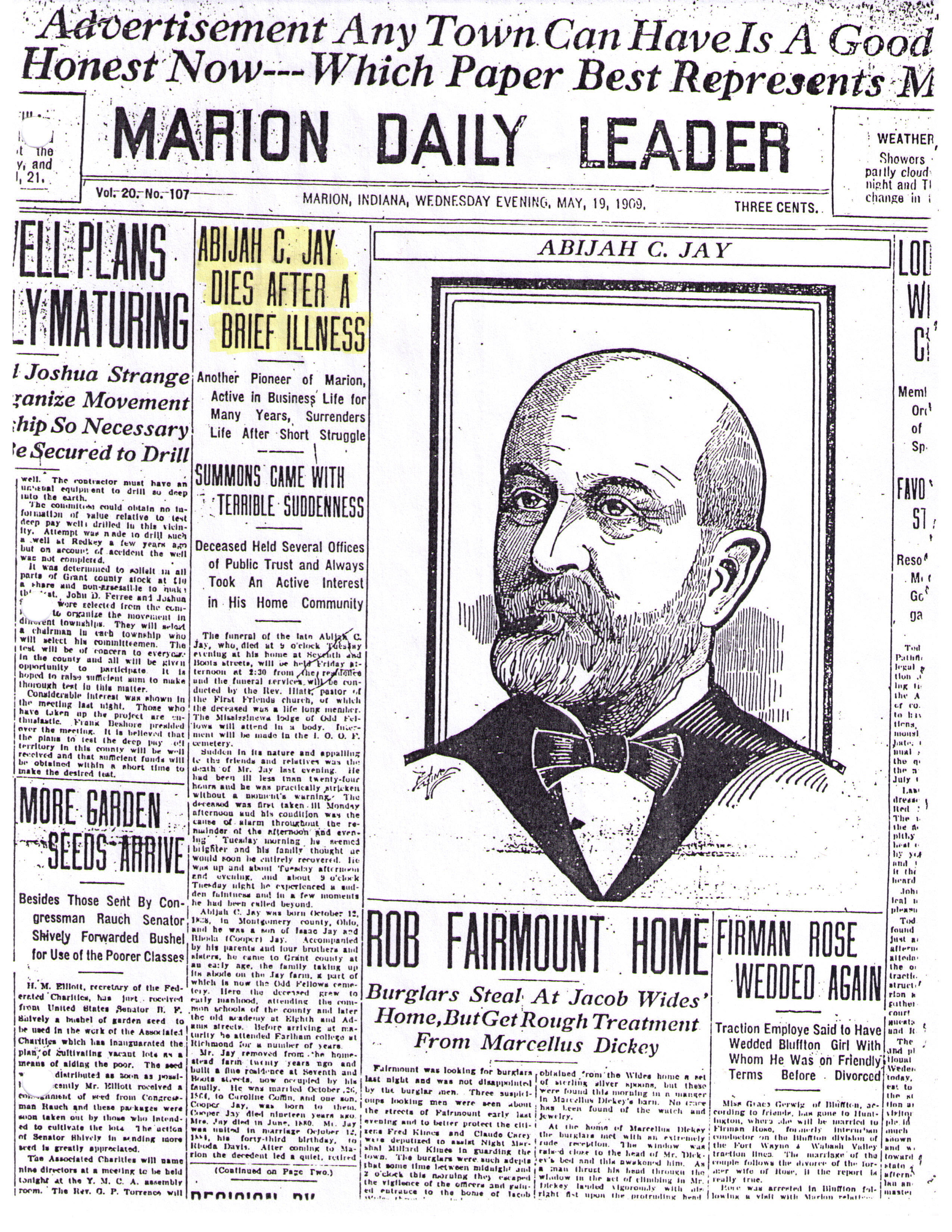 Newspaper article about Jay\'s death