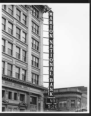 The Marion National Bank sign, ca. 1960