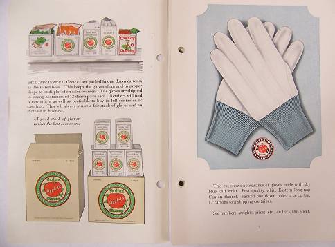 Assorted gloves from the Indianapolis Glove Company glove catalogue.
