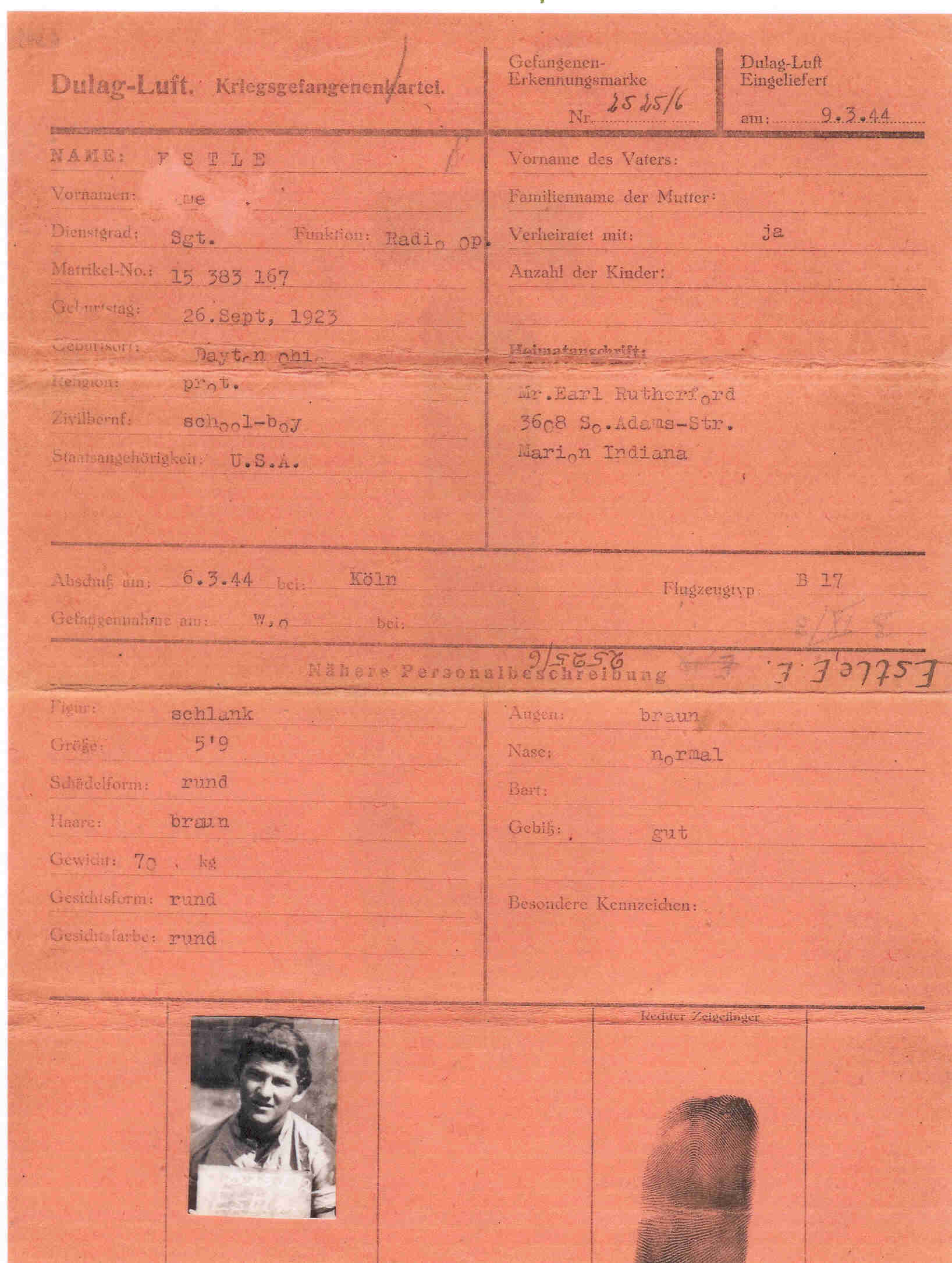 Gene\'s P.O.W. Identification form