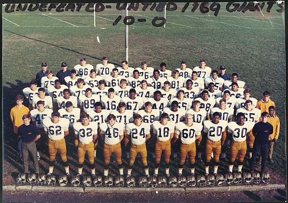Group of Marion High School Football players, members of the undefeated/untied 1969 Giants. Their record was 10-0 for that season.