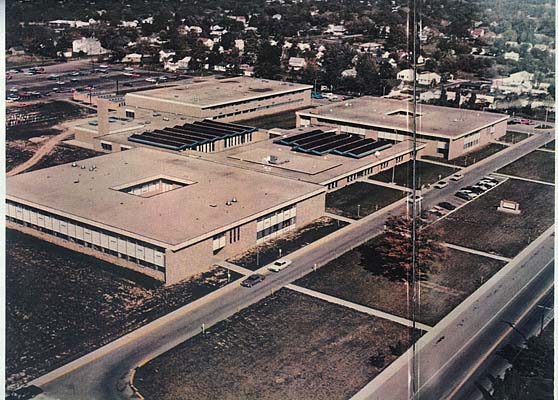 The Marion High School building on 26th St., aerial view, ca. 1967.