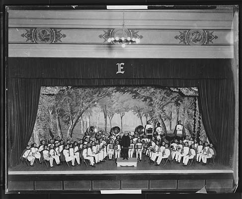 Marion High School band at band contest in Elkhart, Ind. May 1927, after winning state band contest