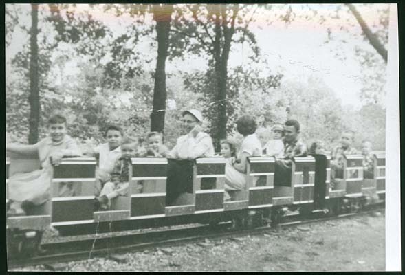 Children\'s train at Matter Park, 1958.